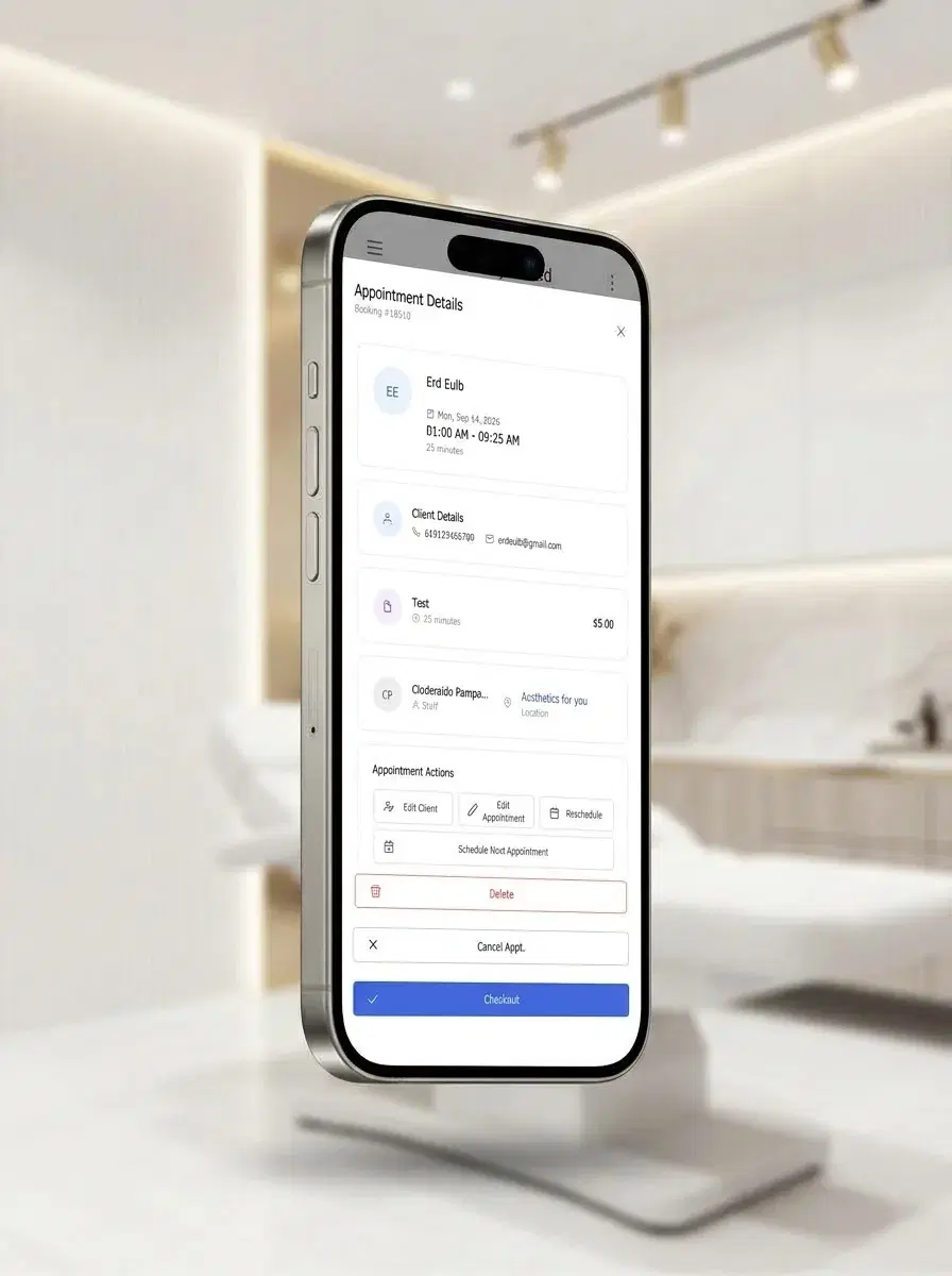 RoyaaMed clinic management app - appointment booking and client management on mobile