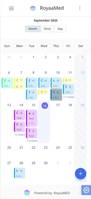 RoyaaMed mobile clinic calendar view